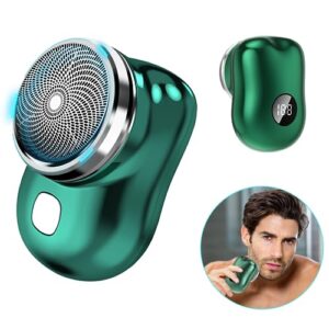 mini shave portable electric shaver: upgrade electric razor with lcd screen powerful storm shaver for men pocket size usb rechargeable shaver easy one-button use for home car travel (green)