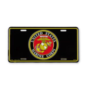 license plate with united states marine corps (usmc) logo. standard size 6" x 12", license plate of cars, suvs, trucks and minivans aluminum 4 holes|universal fits officially licensed