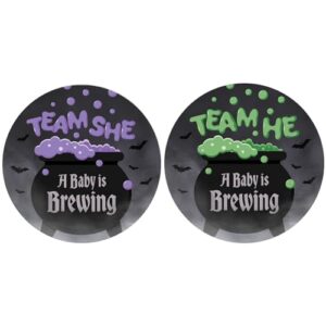 baby is brewing halloween gender reveal party - bubbling witch cauldron team he or team she - 40 stickers