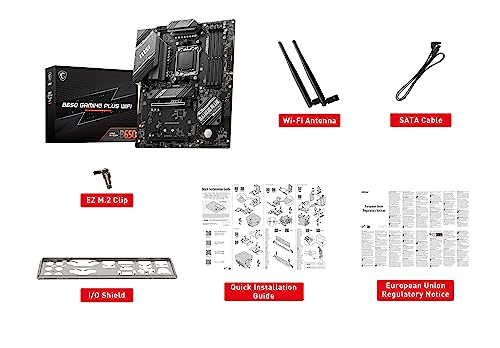 MSI B650 Gaming Plus WiFi Gaming Motherboard (AMD AM5, ATX, DDR5, PCIe 4.0, M.2, SATA 6Gb/s, USB 3.2 Gen 2, HDMI/DP, Wi-Fi 6E, Bluetooth 5.3, AMD Ryzen 7000 Series Desktop Processors)