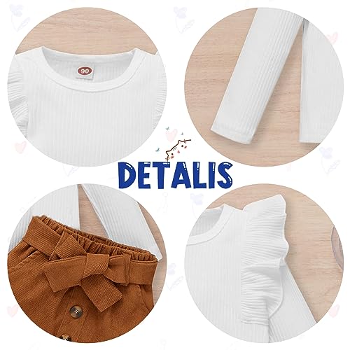 Toddler Baby Girl Fall Winter Clothes Long Sleeve Ruffle Shirt Corduroy Mini Skirt Infant Girl A-line Dress Clothing