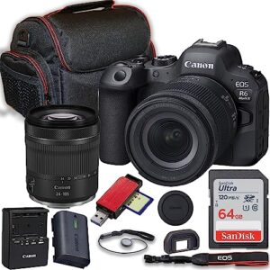 canon eos r6 mark ii mirrorless camera with canon rf 24-105mm f/4-7.1 is stm lens + 64gb memory card + accessories including: case, card reader & more (renewed)