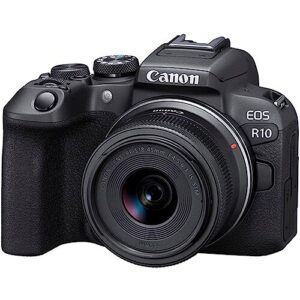 Canon EOS R10 Mirrorless Camera with Canon RF-S 18-45mm f/4.5-6.3 is STM Lens + 2X 64GB Memory Cards + Accessories Including: Case, Card Reader & More (Renewed)