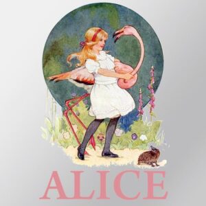 CafePress Alice_Flamingo_Croquet_133 C Die Cut Sticker, 3"x4" Clear