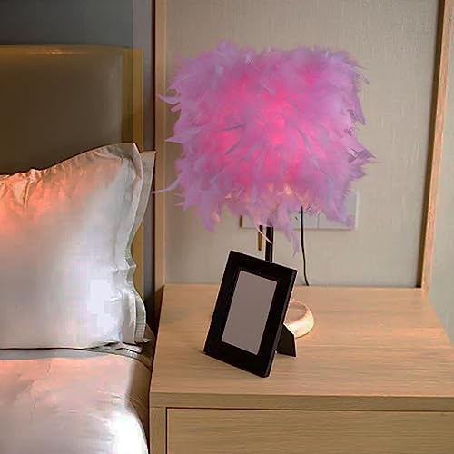 Gralara Feather Lampshade Minimalist Lamp Shade for Table Lamp, Wedding, Coffee Shop, Pink S