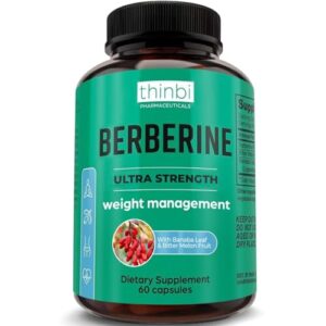 berberine supplement 1000mg potent botanical capsules for weight management support with bitter melon fruit and banaba leaf extract - berberine hcl from indian barberry extract - 30 servings -thinbi