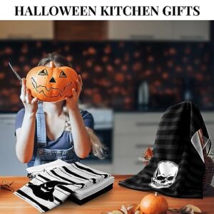 Preboun 8 Pcs Halloween Kitchen Towel Gothic Kitchen Dish Towels 16 x 28 Inch Fiber Absorbent Towel Skull Tea Towel for Halloween Kitchen Decoration Accessories