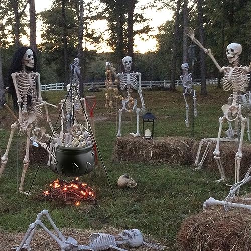 Halloween Decorations Outdoor - Large Cauldron Halloween Decor on Tripod with Timer Lights - Plastic Cauldron Witch Halloween Decorations for Porch Yard Lawn Outside