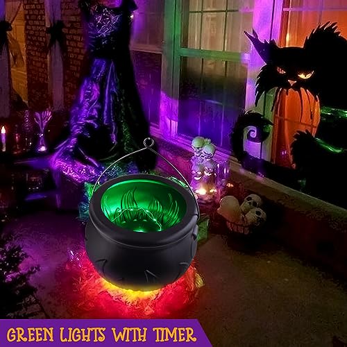 Halloween Decorations Outdoor - Large Cauldron Halloween Decor on Tripod with Timer Lights - Plastic Cauldron Witch Halloween Decorations for Porch Yard Lawn Outside