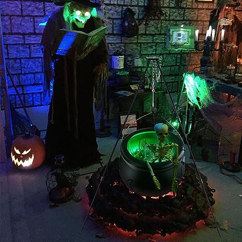 Halloween Decorations Outdoor - Large Cauldron Halloween Decor on Tripod with Timer Lights - Plastic Cauldron Witch Halloween Decorations for Porch Yard Lawn Outside