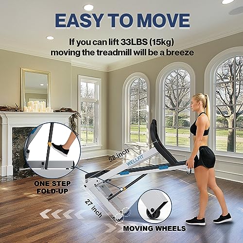 Foldable Treadmill Auto Incline 15 Levels for Home 350 lbs Capacity 3.0 HP, Smart Treadmill with Heart Rate Monitor|Music Player|LED Console Display|Preset Program, Work with Zwift Kinomap WELLFIT App