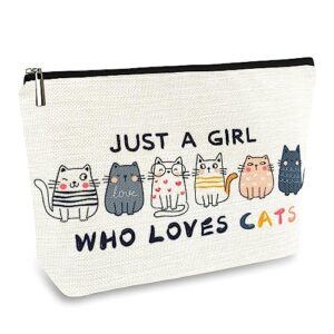 cat makeup bags for women, cute cat themed gifts for girls, small cat lover travel cosmetic bag zipper pouch for teens daughter sister bestie, funny cat mom stuff birthday christmas decorations