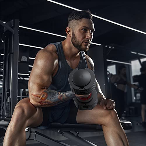 Adjustable Dumbbell 55LB 5 In 1 Single Dumbbells for Multiweight Options with Anti-Slip Metal Handle Adjust Weight Suitable for Ideal for Home Gym Workouts
