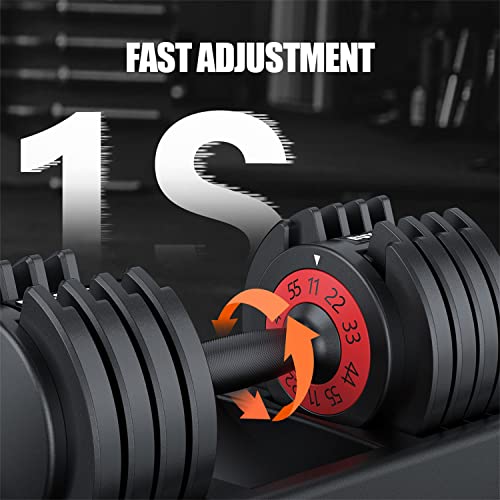 Adjustable Dumbbell 55LB 5 In 1 Single Dumbbells for Multiweight Options with Anti-Slip Metal Handle Adjust Weight Suitable for Ideal for Home Gym Workouts