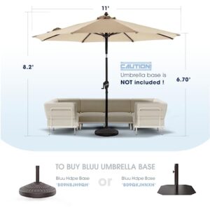 BLUU Pro 11 FT Outdoor Patio Umbrella with COVER, 5-YEAR Fade-Resistant Aluminum Outdoor Market Table Umbrella with Push Button Tilt, for Pool, Deck, Garden and Lawn (Beige)