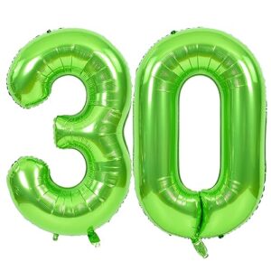 toniful 40 inch large green numbers balloons number 30 digit 30 helium balloons, foil mylar big number balloons for birthday party anniversary supplies decorations