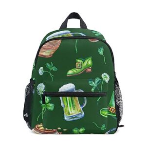 odawa st patricks day symbols pattern kids backpack boys toddler, bookbag for boys, preschool backpack