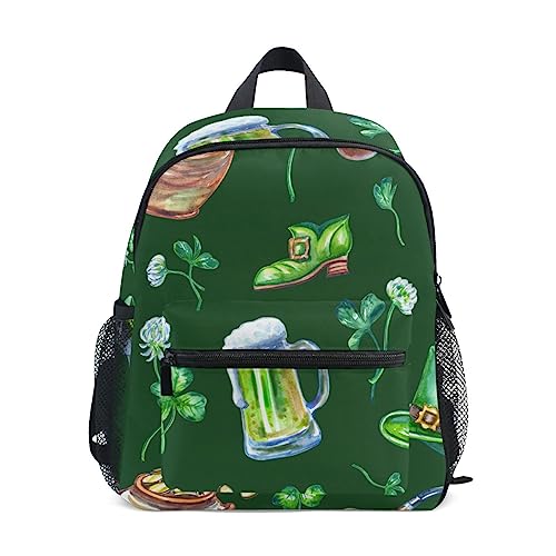 ODAWA St Patricks Day Symbols Pattern Kids Backpack Boys Toddler, Bookbag for Boys, Preschool Backpack