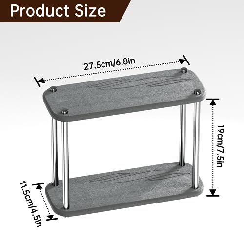 Suewidfay Kitchen Sink Caddy Tidy Organizer, Instant Quick Fast Drying Diatomaceous Earth Sink Absorbing Stone Sponge Holder, Toothbrush Holder, 2-Tier, Grey