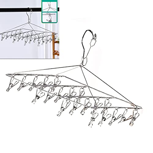 Syrisora Clothes Drying Hanger Stainless Steel Multi Clip Laundry Drip Hanging Rack for Underwear Socks Hat (No Loop Square)