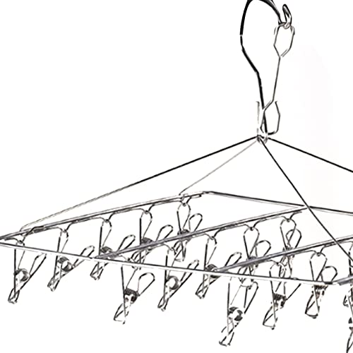 Syrisora Clothes Drying Hanger Stainless Steel Multi Clip Laundry Drip Hanging Rack for Underwear Socks Hat (No Loop Square)