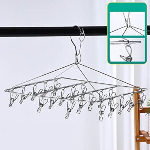 Syrisora Clothes Drying Hanger Stainless Steel Multi Clip Laundry Drip Hanging Rack for Underwear Socks Hat (No Loop Square)