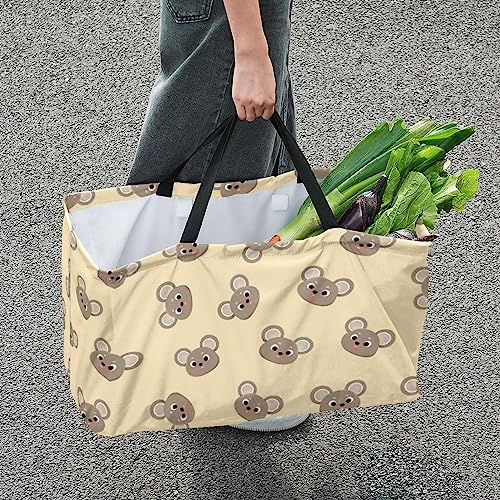 Funny Animal Print Large Capacity Laundry Organizer Tote Bag - Reusable and Foldable Oxford Cloth Shopping Bags