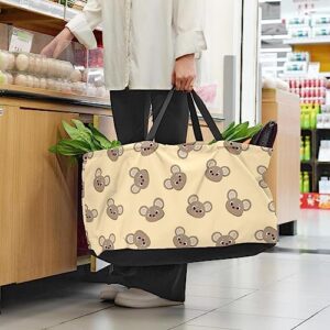 Funny Animal Print Large Capacity Laundry Organizer Tote Bag - Reusable and Foldable Oxford Cloth Shopping Bags