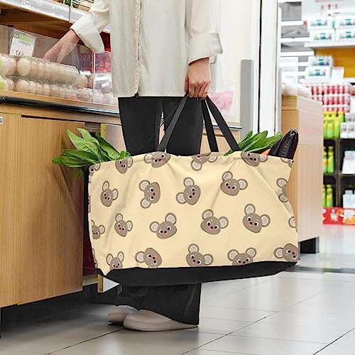 Funny Animal Print Large Capacity Laundry Organizer Tote Bag - Reusable and Foldable Oxford Cloth Shopping Bags