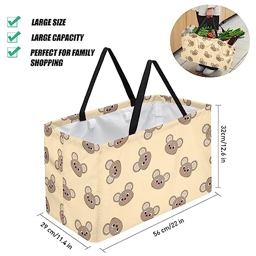 Funny Animal Print Large Capacity Laundry Organizer Tote Bag - Reusable and Foldable Oxford Cloth Shopping Bags