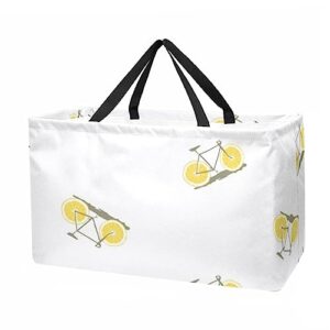 bicycle full print large capacity laundry organizer tote bag - reusable and foldable oxford cloth shopping bags