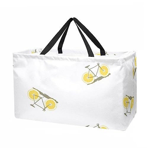 Bicycle Full Print Large Capacity Laundry Organizer Tote Bag - Reusable and Foldable Oxford Cloth Shopping Bags