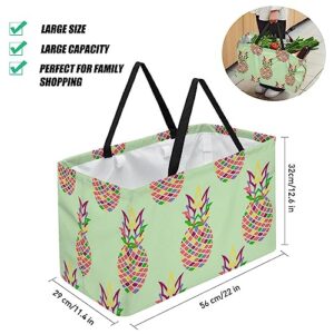 Pineapple Full Print Large Capacity Laundry Organizer Tote Bag - Reusable and Foldable Oxford Cloth Shopping Bags