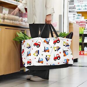 Cartoon Vehicle Full Print Large Capacity Laundry Organizer Tote Bag - Reusable and Foldable Oxford Cloth Shopping Bags