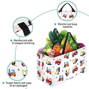 Cartoon Vehicle Full Print Large Capacity Laundry Organizer Tote Bag - Reusable and Foldable Oxford Cloth Shopping Bags