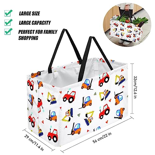 Cartoon Vehicle Full Print Large Capacity Laundry Organizer Tote Bag - Reusable and Foldable Oxford Cloth Shopping Bags