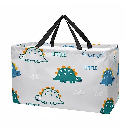 Dinosaur Full Print Large Capacity Laundry Organizer Tote Bag - Reusable and Foldable Oxford Cloth Shopping Bags