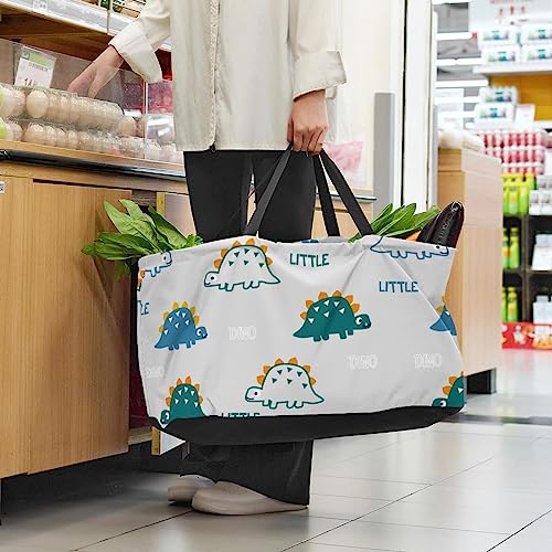 Dinosaur Full Print Large Capacity Laundry Organizer Tote Bag - Reusable and Foldable Oxford Cloth Shopping Bags