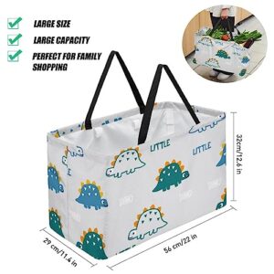 Dinosaur Full Print Large Capacity Laundry Organizer Tote Bag - Reusable and Foldable Oxford Cloth Shopping Bags
