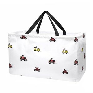 bicycle full print large capacity laundry organizer tote bag - reusable and foldable oxford cloth shopping bags