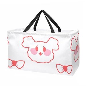puppy full print large capacity laundry organizer tote bag - reusable and foldable oxford cloth shopping bags
