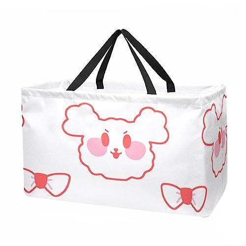 Puppy Full Print Large Capacity Laundry Organizer Tote Bag - Reusable and Foldable Oxford Cloth Shopping Bags