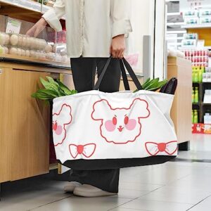 Puppy Full Print Large Capacity Laundry Organizer Tote Bag - Reusable and Foldable Oxford Cloth Shopping Bags