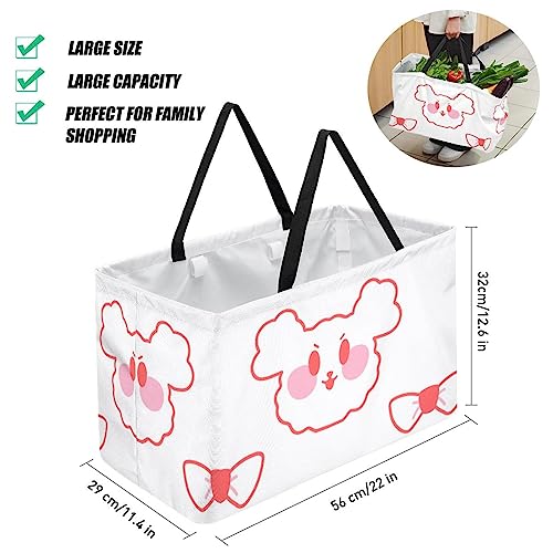 Puppy Full Print Large Capacity Laundry Organizer Tote Bag - Reusable and Foldable Oxford Cloth Shopping Bags