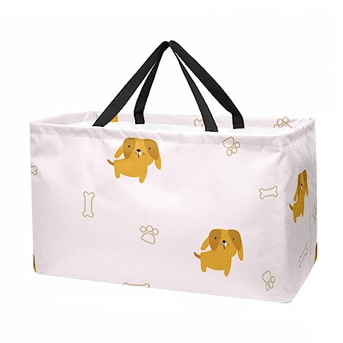 Funny Animal Print Large Capacity Laundry Organizer Tote Bag - Reusable and Foldable Oxford Cloth Shopping Bags