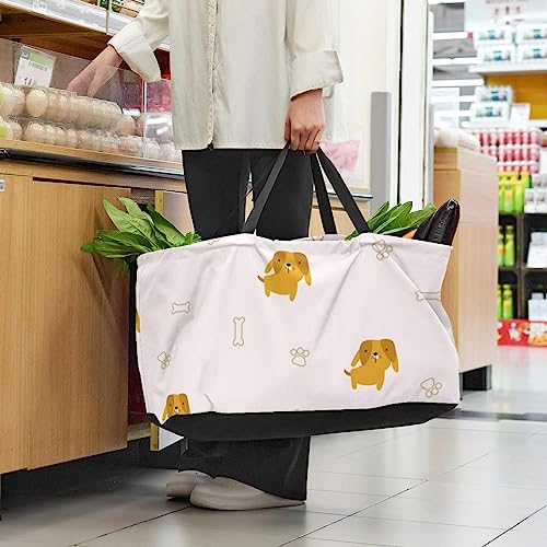 Funny Animal Print Large Capacity Laundry Organizer Tote Bag - Reusable and Foldable Oxford Cloth Shopping Bags