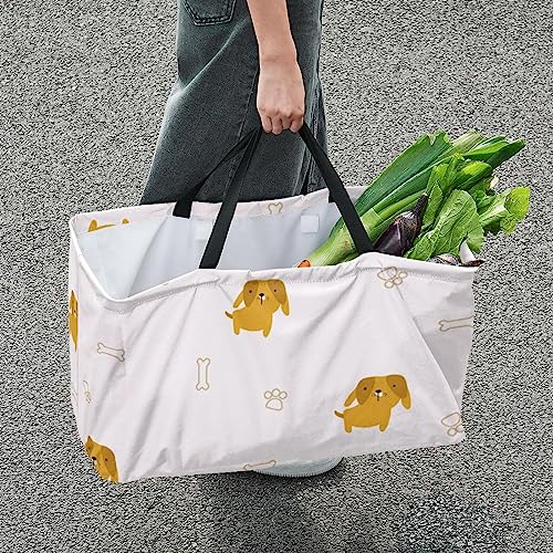 Funny Animal Print Large Capacity Laundry Organizer Tote Bag - Reusable and Foldable Oxford Cloth Shopping Bags