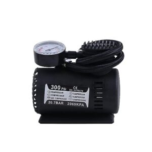 12v portable compressor tire inflator with mechanical pressure gauge,with 3 nozzle adapters,inflator for car tires, motorcycle, bike, basketball, other types of inflatables easy to a761