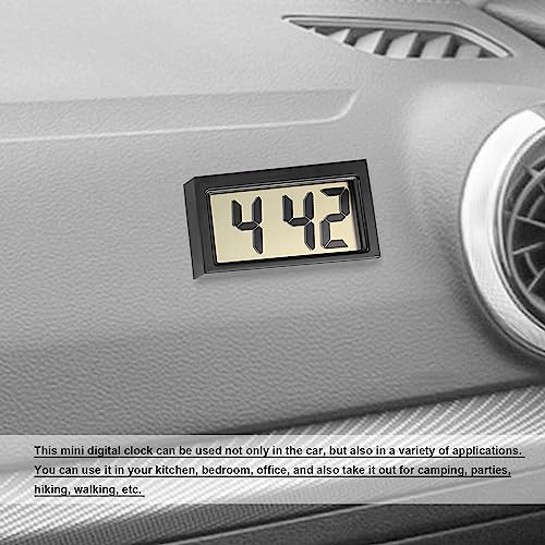 USTOPF1T Car Dashboard Digital Clock with Extra Large LCD Time and Display Date, Self-Adhesive Mini Electronic Clock with Bracket Holder, Suitable for Car Accessories, Desk, Home, Office