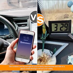 USTOPF1T Car Dashboard Digital Clock with Extra Large LCD Time and Display Date, Self-Adhesive Mini Electronic Clock with Bracket Holder, Suitable for Car Accessories, Desk, Home, Office